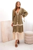 Women's boho dress with lace khaki
