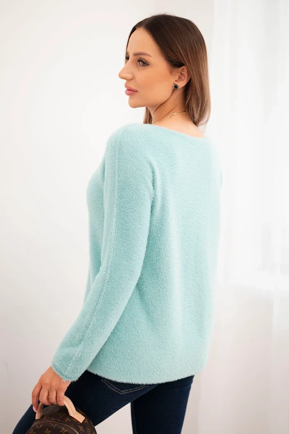 Damenpullover aus weichem Strick mit Rundhalsausschnitt mintgrün