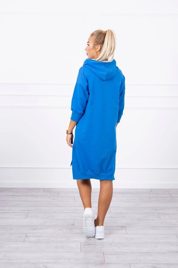 Kapuzenkleid mit längerem Rücken kornblumenblau