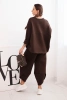 Women's tracksuit set made of thicker material with wide legs brown