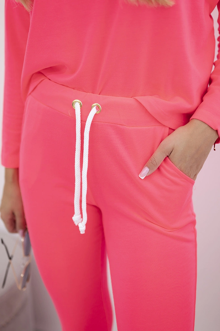 Sada s oversize halenkou růžová neonová