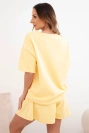 Women's buttery viscose set with short sleeves and high-waisted shorts yellow