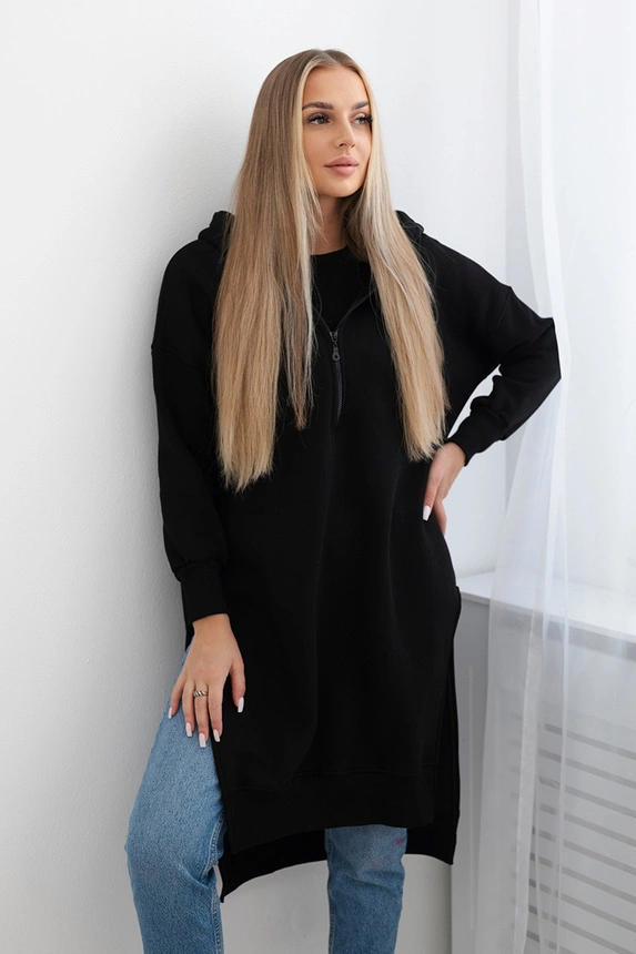 Isoliertes Sweatshirt mit Seitenschlitzen schwarz