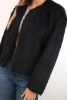 Women's fur jacket without fastening black