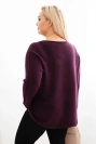 Dámsky sveter plus size s lodičkovým výstrihom slivkový