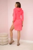 Kleid mit längerem Rücken und buntem Druck rosa Neon