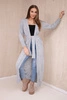 Long cardigan sweater tied at the waist gray
