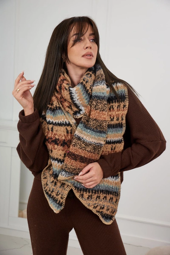 6072 Women's scarf camel + black