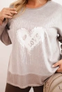 Women's Plus Size cotton sweatshirt with heart print and drawstrings fango