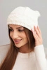 Women's winter hat made of thick cable-knit wool K481 ecru
