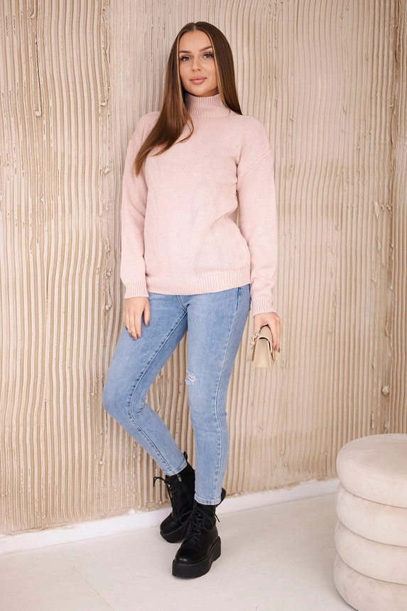 Sweater high neck dark powdered pink