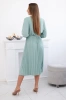 Dress tied with a pleated hem dark mint