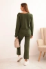 Women's sweater set with wide leg and long sleeves khaki