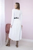 Dress with a decorative belt and an inscription white