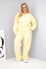 Moteriškas Plus Size komplektas su laisvu džemperiu ir plačiomis kelnėmis geltonas