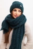 Women's set hat and scarf ribbed with decoration sea green