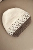 Women's winter wool hat with geometric pattern K477 ecru + mocca