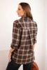 Women's cotton checkered shirt with a longer back brown + camel