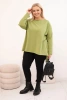 Moteriška bluzonė Plus Size asimetrinė su ilgomis rankovėmis oliivinė