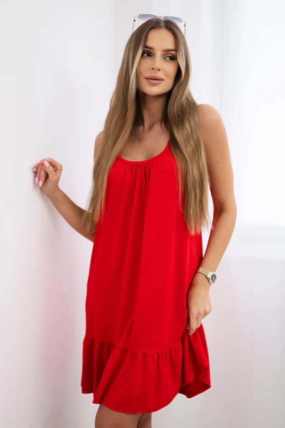 Dress with thin straps red