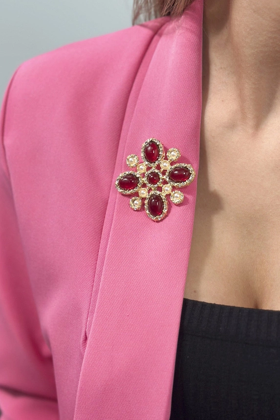 Flower Brooch 2 red