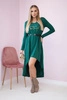 Dress with a decorative belt and an inscription dark green