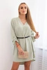 Dress with longer back and belt dark mint