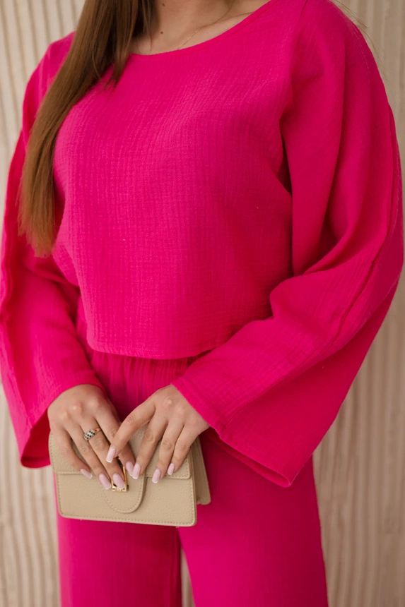 Muslin set blouse + pants fuchsia