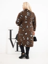 Dámský elegantní kabát Plus Size s klopami leopardí hnědý