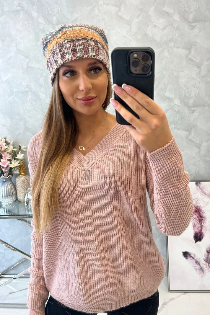 Monika vilnonė kepurė K256 mustard+brown