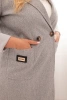 Płaszcz damski elegancki Plus Size z kołnierzem i dużymi kieszeniami szary