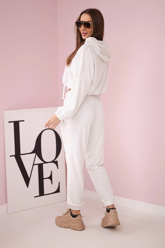 Velor set with hood ecru