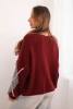 Women's sweater with diamond patterns made of wool buttoned burgundy