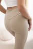 Gerippte Leggings beige