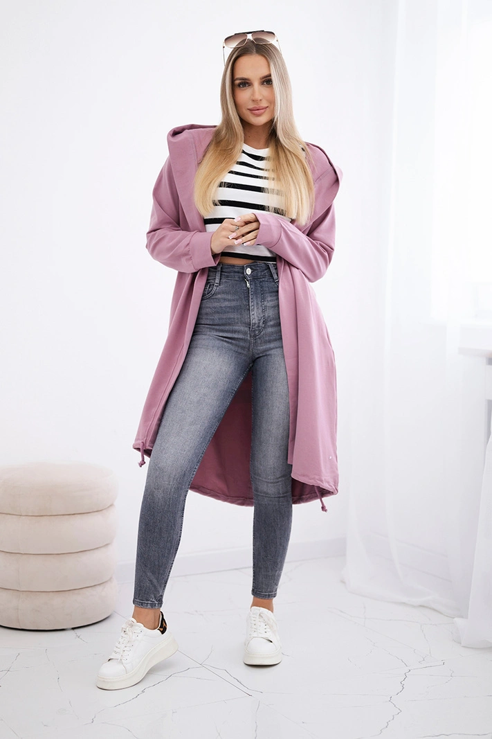Cardigan with print oversize dark pink