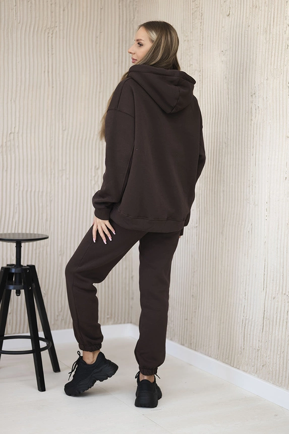 Cotton set with embroidered inscription Paradise brown