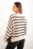 Damenpullover mit Streifen aus Wolle in lockerer Passform beige