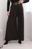 Women's pants with wide leg and belt brown