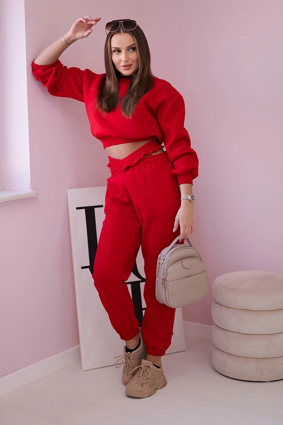 Insulated set with a short sweatshirt red