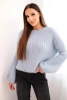 Women's mohair sweater with puff sleeves blue