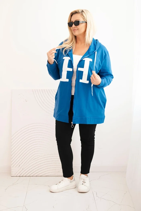 Damen Sweatshirt Plus Size aus Baumwolle mit Kapuze und großem Buchstaben H chabrowa
