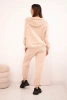 Women's cotton set with a hood and zipper beige