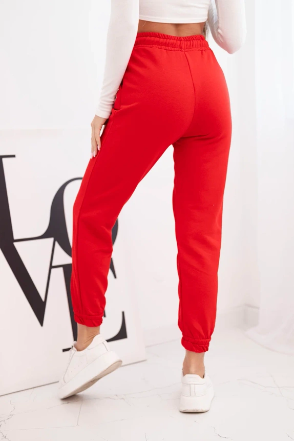 Damen Baumwollhose mit Gummizug in der Taille rot
