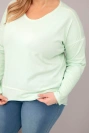 Moteriška Plus Size marškinėliai su V formos iškirpte ir ilgesne nugara mėtinė