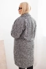 Women's Plus Size wool coat with button closure, pockets, and collar graphite melange