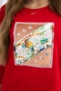 Bluse mit 3D Vogel Grafik rot