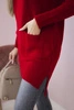 Sweater with stand-up collar red