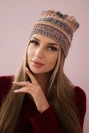 Čepice s fleecem Patrycja K254 denim+mustard