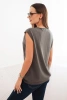 Women's sleeveless viscose sweater with pockets and a V-neck khaki