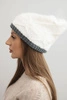 Women's winter hat made of wool with a woven pattern K443 white